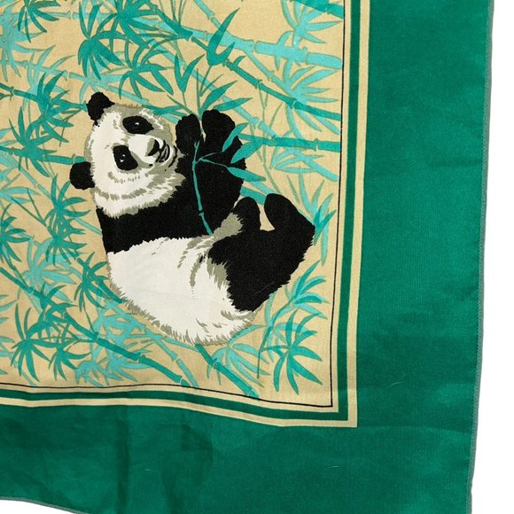 PANDAS green bamboo panda print scarf ENGLAND - Picture 3 of 4